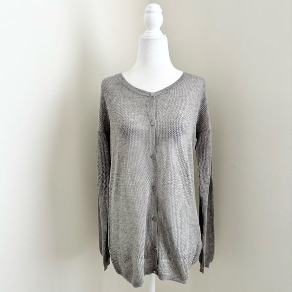 ❌SOLD zadig & voltaire - metallic open knit cardigan sweater button-up light - Picture 1 of 7